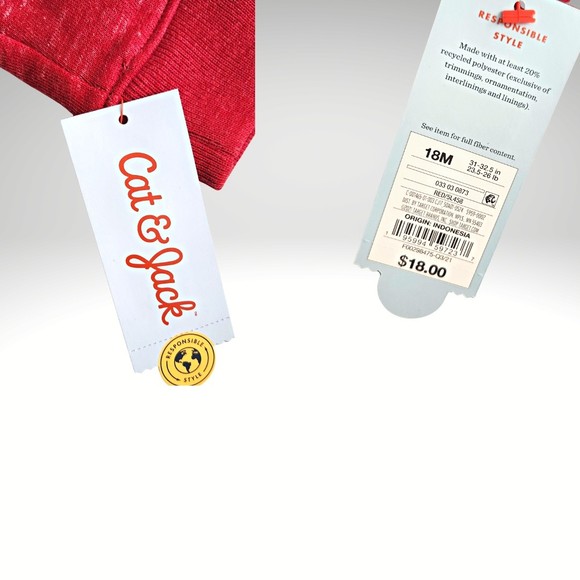 Unisex Red Sherpa Lined Zip-Up Hoodie Jacket - Cat & Jack Red 18M New with Tags - Picture 7 of 9